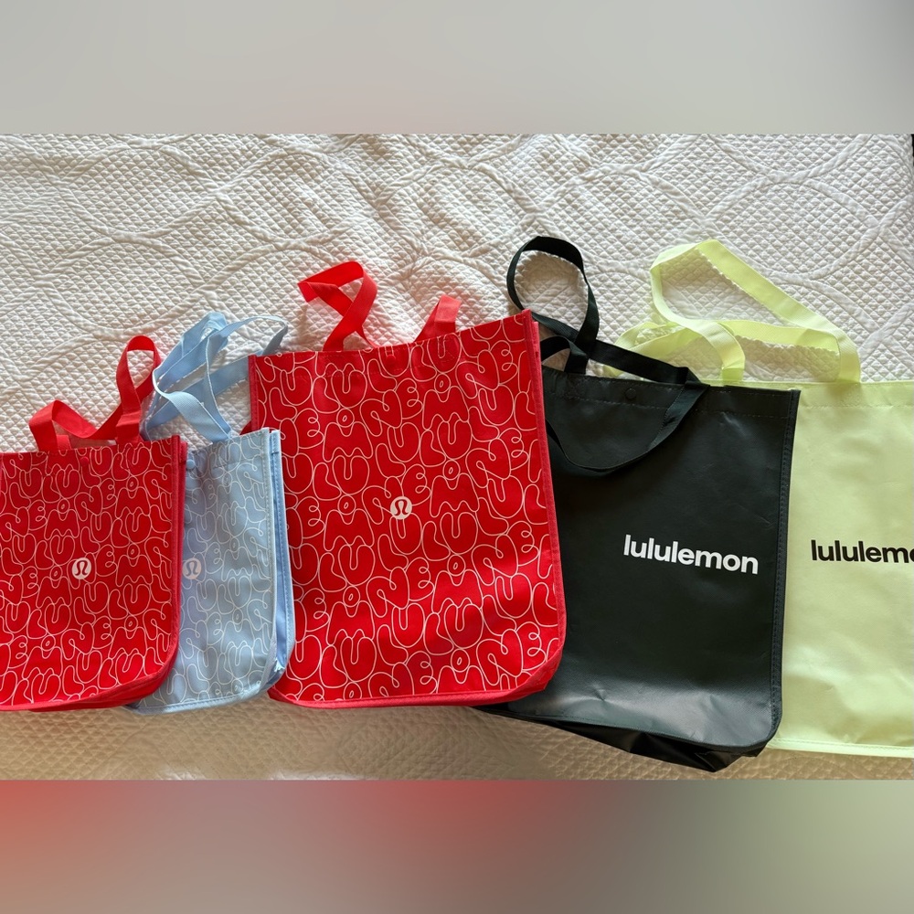 lululemon athletica Red, Blue, Black, and Yellow Totes